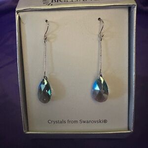 Kohl's Silver-Tone Dangle Earrings with Blue Teardrop Gems